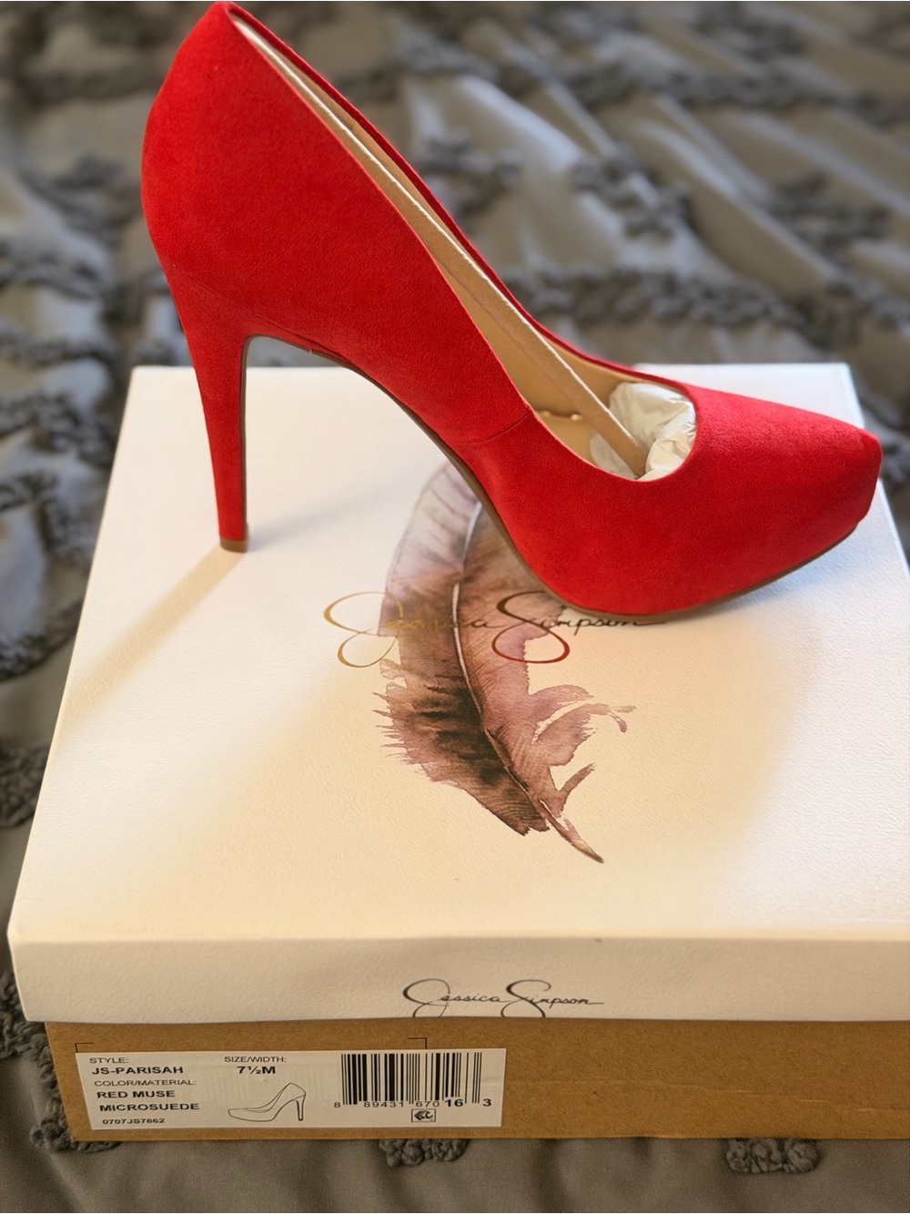 Jessica Simpson Red Suede Pointed-Toe Stiletto Pump - Women